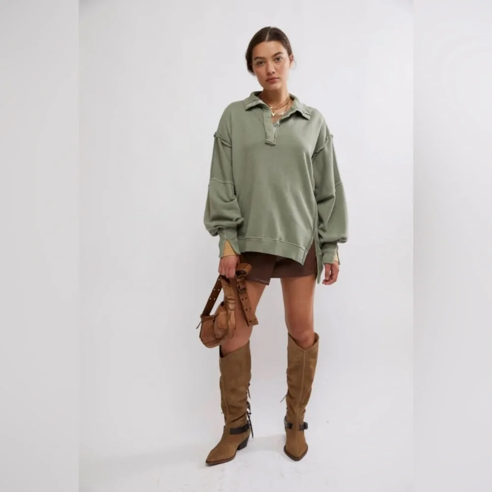 NWT Free People Henley Camden Sweatshirt - Picture 1 of 9